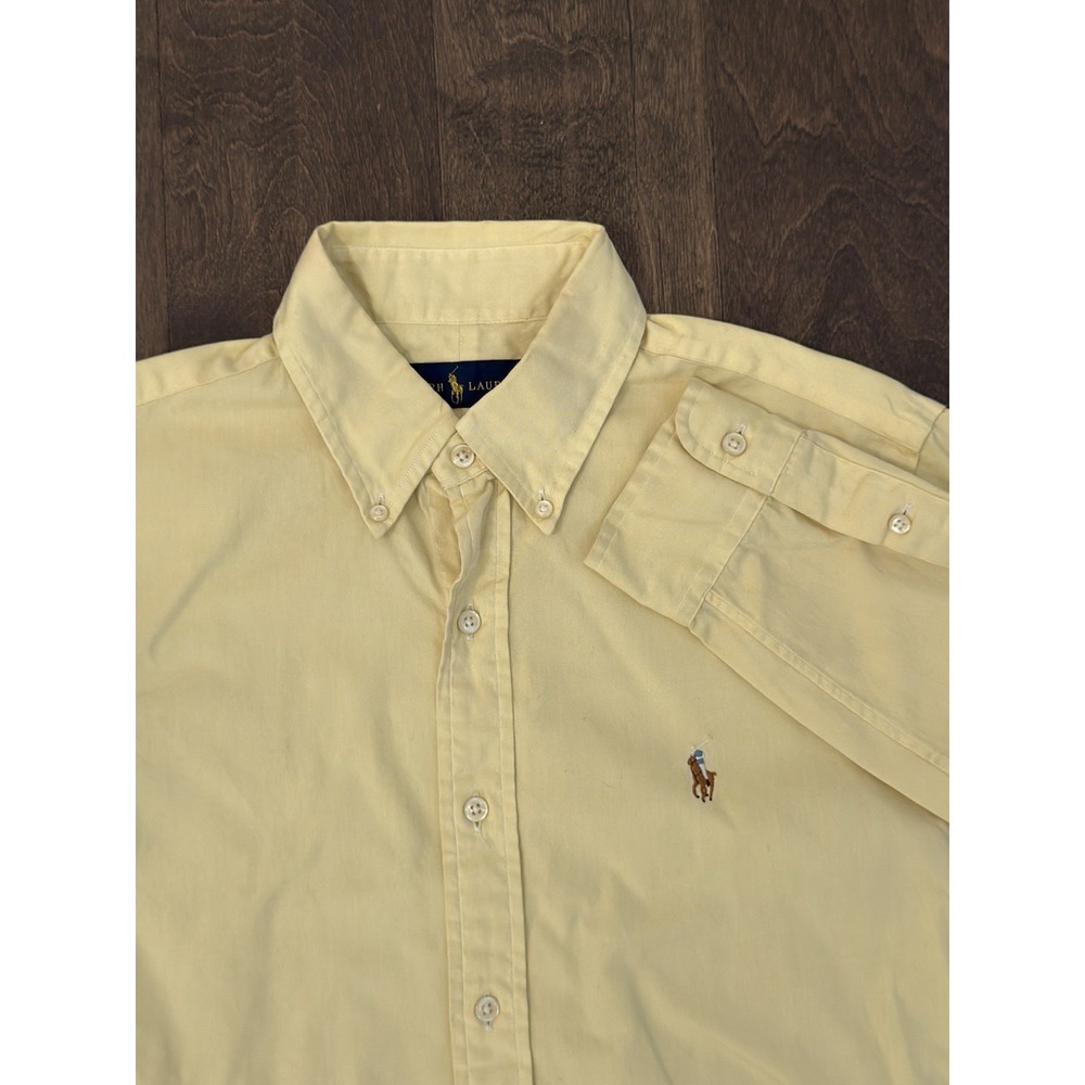 Polo Ralph Lauren Mens Size 15 Yellow Button Down Long Sleeve Oxford Pony Shirt